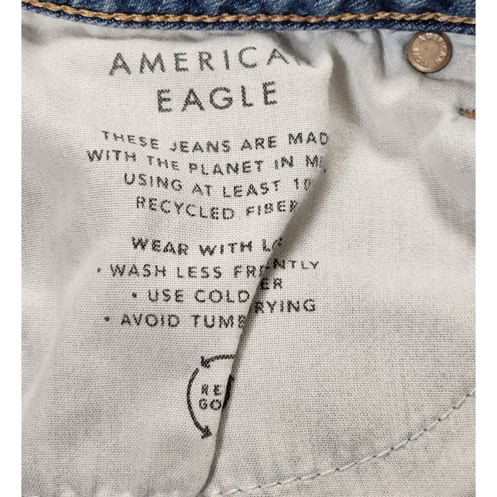 American Eagle Jeans Womens 4 Blue Super High Rise Baggy Wide Leg Cargo 90s VTG - Picture 8 of 11